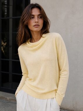 Jacob Butter Yellow Lightweight Sweater XL | Soft Knit Long Sleeve Top